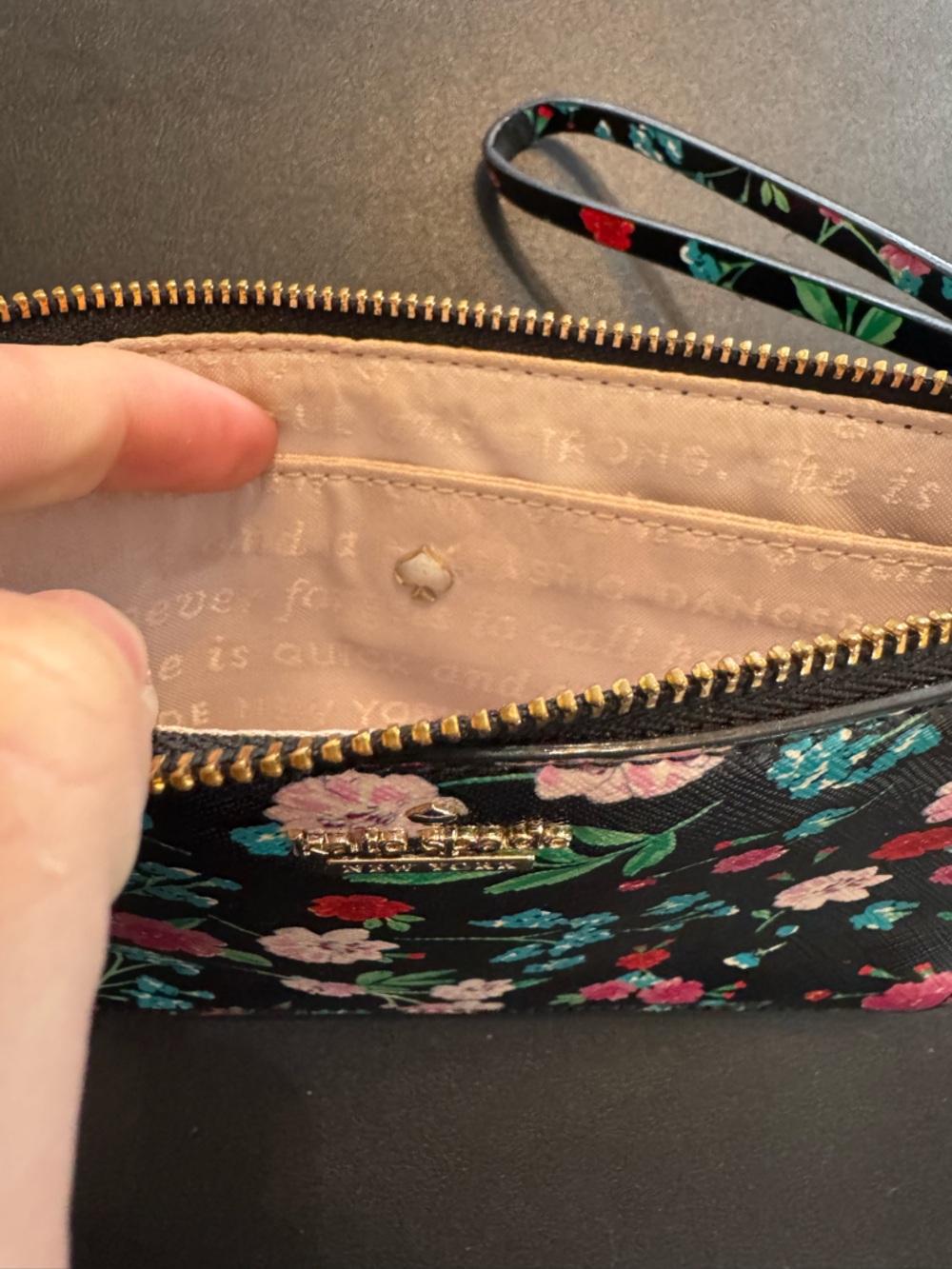 kate spade Black Floral Zip Wristlet Wallet (cameron street jardin leila) - Picture 4 of 4
